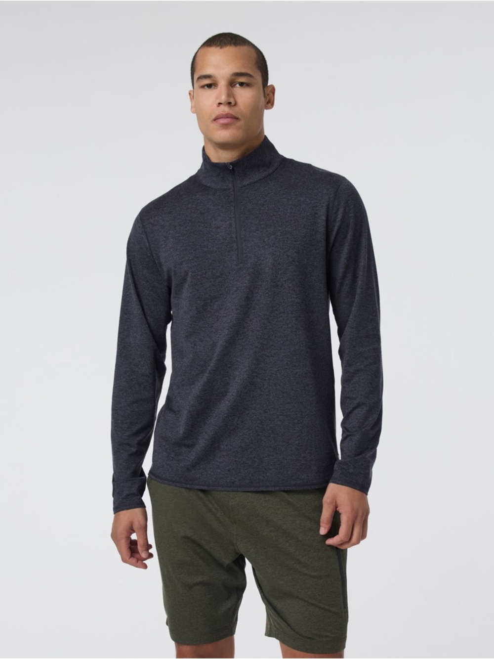 Vuori Men’s Ponto Half Zip Mock Neck Charcoal Heather Size L